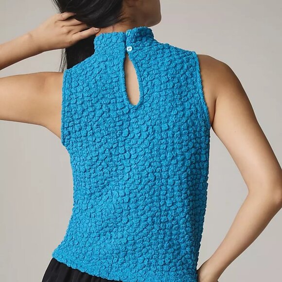 ANTHROPOLOGIE: NWOT Blue Mock Neck Tank - Picture 3 of 7